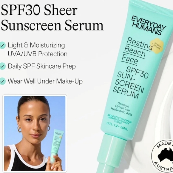 🩷 3/$15 Everyday Humans Resting Beach Face SPF30 Sunscreen Serum .5oz. NIB - Picture 5 of 8